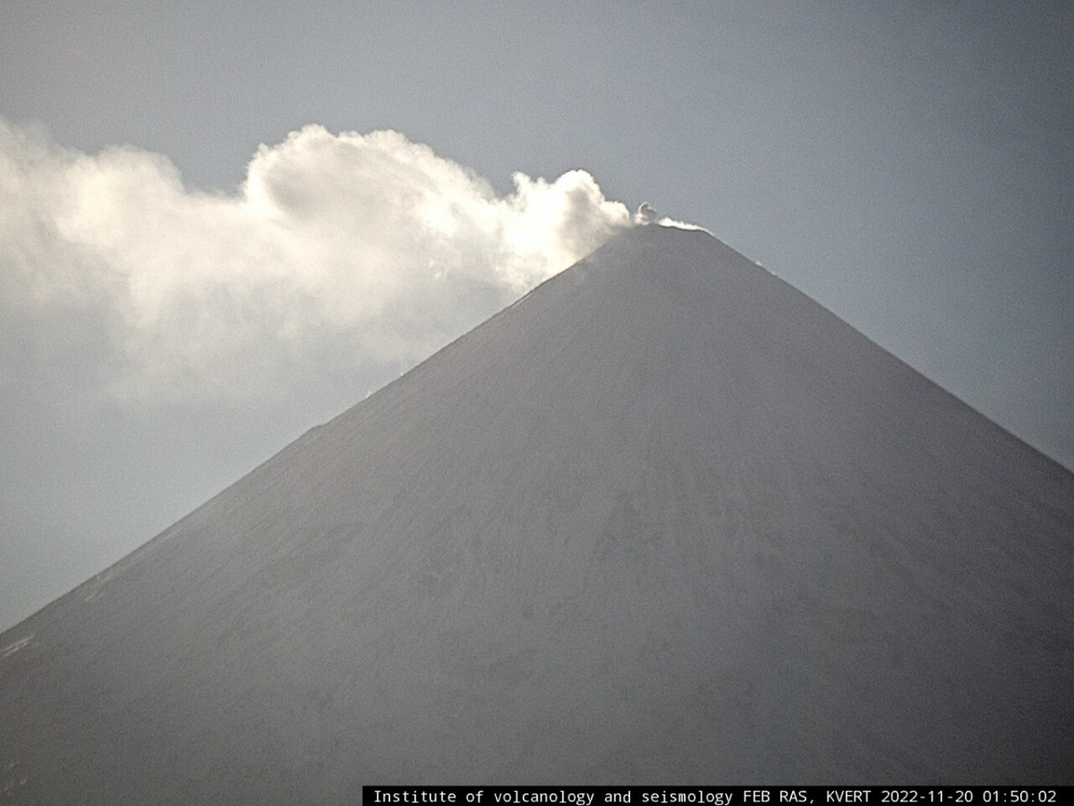 The Strombolian and fumalolic activity of Klyuchevskoy volcano on 20 November, 2022.
http://www.kscnet.ru/ivs/kvert/index?lang=en