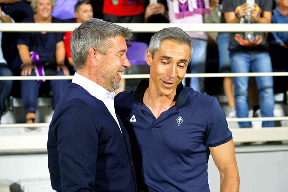 Florenz, 17.09.2015 - Fussball UEFA Europa League, AC Fiorentina - FC Basel, die Trainer Urs Fischer (FCB) und Paulo Sousa (Fiorentina) vor dem Spiel - Foto: Carlo Ferraro/IPP (EQ Images) SWITZERLAND  ...