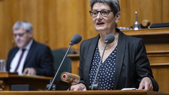 Ursula Schneider Schuettel, SP-FR, spricht zur Grossen Kammer, an der Wintersession der Eidgenoessischen Raete, am Donnerstag, 1. Dezember 2022 im Nationalrat in Bern. (KEYSTONE/Alessandro della Valle ...