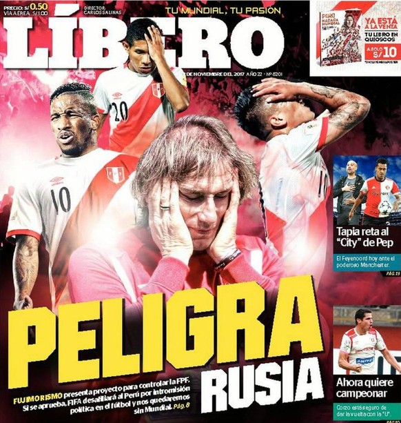 «Russland in Gefahr!» – die Titelseite der peruanischen Sportzeitung «Libero».