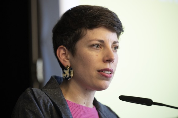 Praesidentin Lisa Mazzone spricht an der Delegiertenversammlung der Gruene Schweiz, am Samstag, 31. Januar 2026, in Chur. (KEYSTONE/Gian Ehrenzeller)