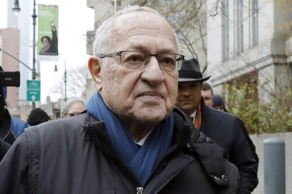 FILE - Attorney Alan Dershowitz leaves federal court, in New York, Dec. 2, 2019. When Jeffrey Epstein���s longtime companion Ghislaine Maxwell goes on trial next week, the accuser who captivated the p ...