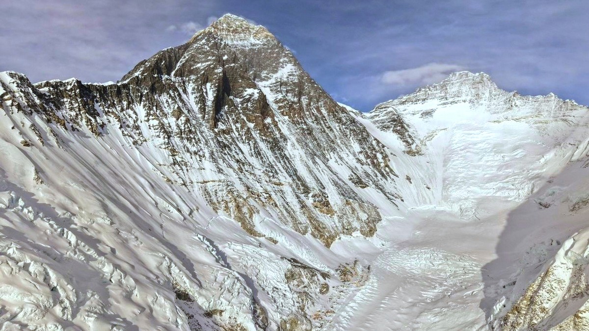 Mount Everest is seen, center left, from base camp in Nepal, Sunday, May 10, 2026. (AP Photo/Pasang Rinzee Sherpa)
Nepal Everest Photo Gallery