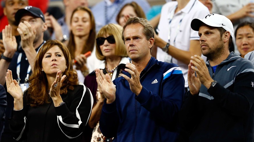 Waren selbstverständlich dabei: Mirka Federer, Stefan Edberg und Severin Lüthi (von links).