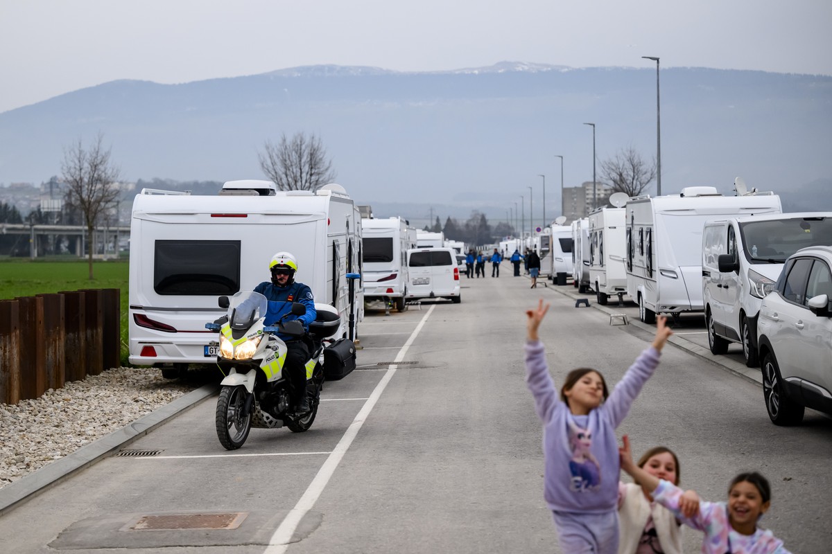 Les caravanes des gens du voyage à Y-Parc, le 8 mars dernier.