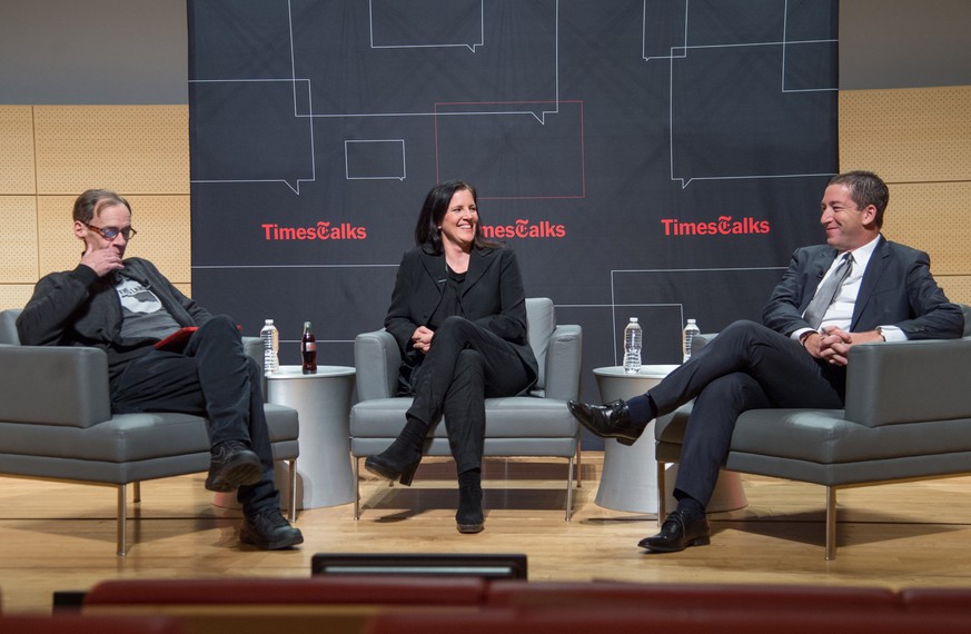 Carr, Poitras, Greenwald (v.l.), am Donnerstagabend in New York.