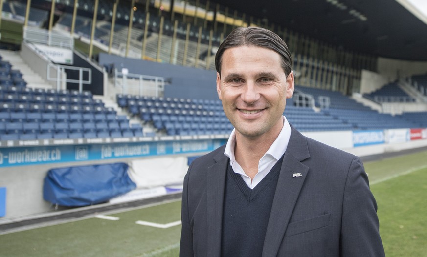 Der neue Trainer des FC Luzern Gerardo Seoane posiert anlaesslich der Medienkonferenz des FC Luzern vom Dienstag, 9. Januar 2018 in Luzern. (KEYSTONE/Urs Flueeler)