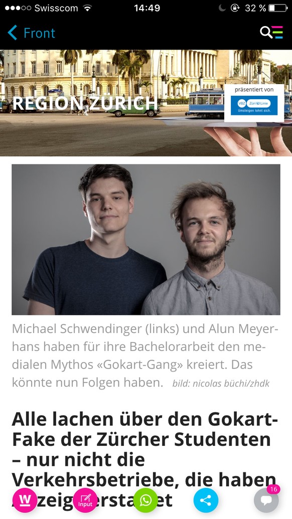 Alle lachen Ã¼ber den Gokart-Fake der ZÃ¼rcher Studenten â nur nicht die Verkehrsbetriebe, die haben Anzeige erstattet
PrÃ¤sentiert von VBZ - really?! ð