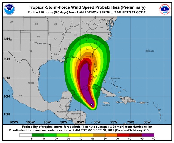 Hurrikan «Ian» wird den Westen Kubas mit voller Wucht treffen.