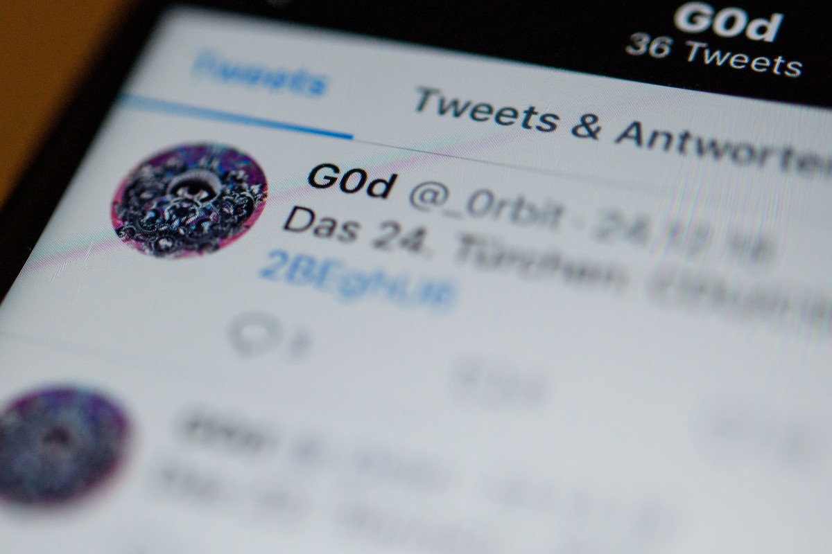 epa07261368 A close-up view of the Twitter account 'G0d' (@_0rbit) in Berlin, Germany, 04 January 2019. Reports on 04 January 2019 state personal data of hundreds of German politicians have  ...