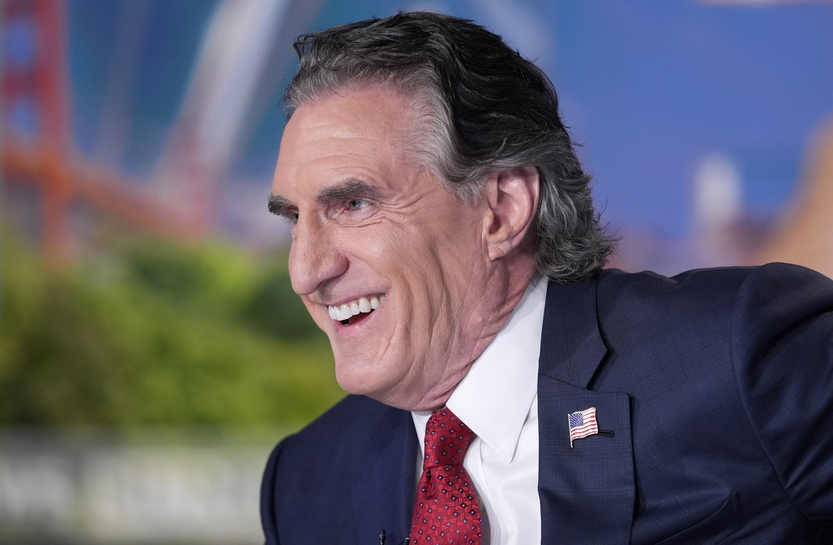 FILE - North Dakota Gov. Doug Burgum, is interviewed on FOX News Sunday, anchored by Shannon Bream, June 16, 2024, in Washington. (AP Photo/Jacquelyn Martin, File)
Doug Burgum