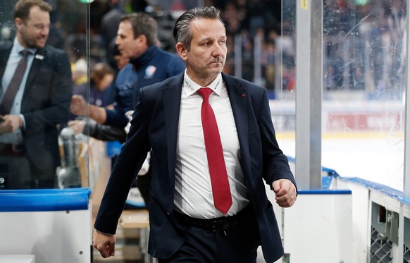Head Coach Marco Bayer (ZSC) nach dem Meisterschaftsspiel der National League zwischen den ZSC Lions und dem EHC Kloten, am Samstag, den 01. Maerz 2025 in der Swiss Life Arena in Zuerich. .(KEYSTONE/M ...