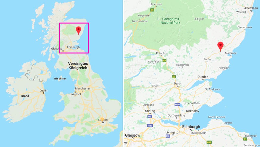 Brechin liegt auf halbem Weg zwischen Dundee und Aberdeen.