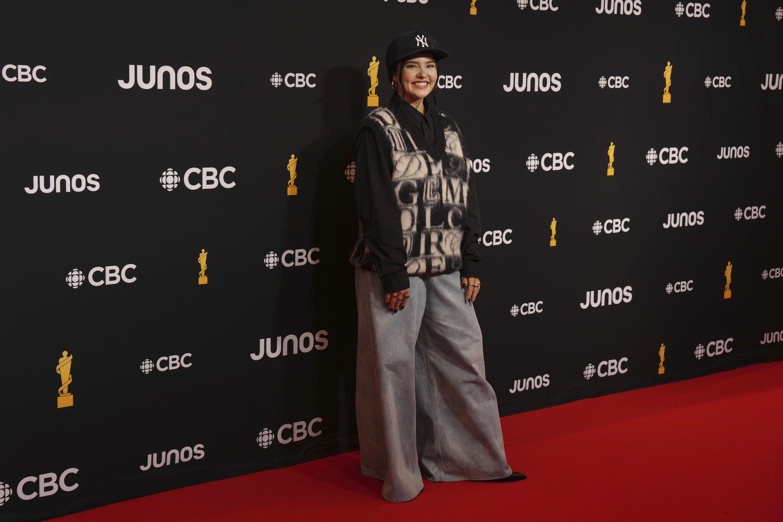 Lauren Spencer Smith arrives on the red carpet for the Juno Awards, in Halifax, Nova Scotia, Sunday, March 24, 2024. (Chris Young/The Canadian Press via AP)