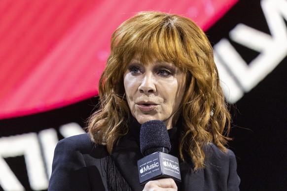 epa11137773 US singer Reba McEntire attends the Super Bowl LVIII halftime show press conference at Mandalay Bay South Convention Center in Las Vegas in Las Vegas, Nevada, USA, 08 February 2024. The AF ...