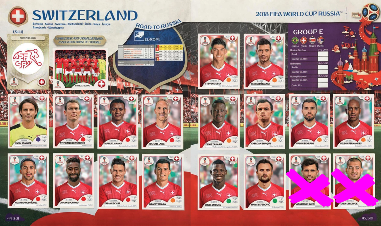 Stark! Nur zwei von 18 Panini-Schweizern sind an der WM in Russland nicht dabei.&nbsp;