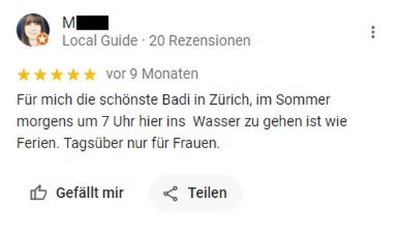 Google Reviews: Frauenbad Zürich