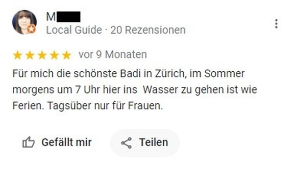Google Reviews: Frauenbad Zurich