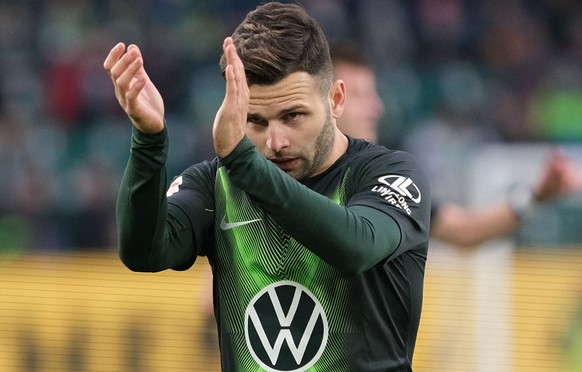 08.02.2020, Niedersachsen, Wolfsburg: Fußball: Bundesliga, 21. Spieltag: VfL Wolfsburg - Fortuna Düsseldorf in der Volkswagen-Arena. Wolfsburgs Renato Steffen bejubelt sein Tor zum 1:1 gegen Fortuna D ...