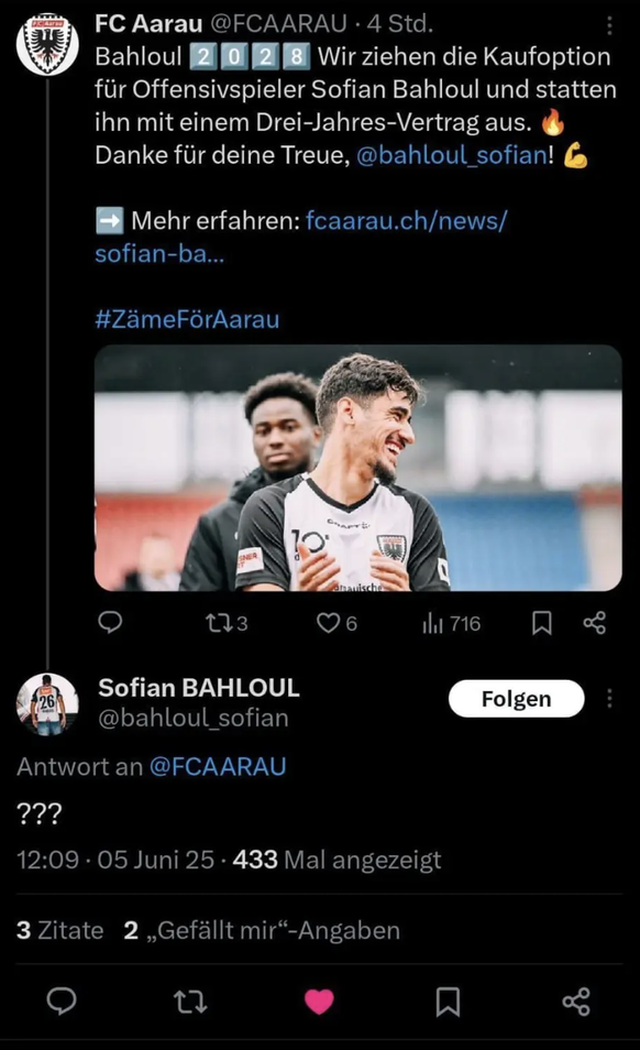 Sofian Bahloul möchte nicht bei Aarau bleiben