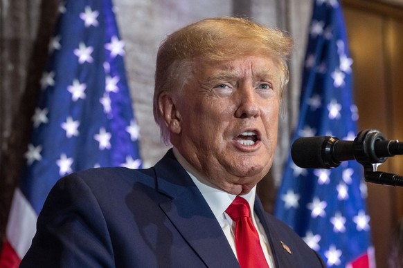 FILE - Former President Donald Trump speaking at a campaign event at the South Carolina Statehouse on Jan. 28, 2023 in Columbia, SC Trump's attorney said Friday Feb. 10 that the former president w...