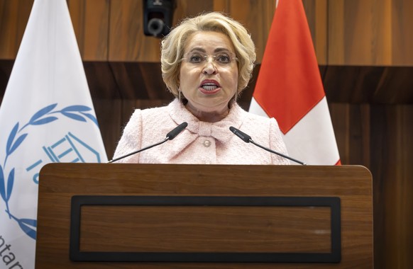 epa12268345 Valentina Matvienko, speaker of the Council of the Federation of the Federal Assembly (Russian Federation) delivers her statement, during the 15th Summit of Women Speakers of Parliament (1 ...