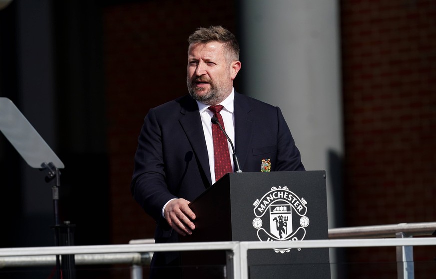 Jimmy Murphy statue Manchester United, ManU Chief Executive Officer Richard Arnold speaks as a new statue of former Manchester United player Jimmy Murphy, designed by sculptor Alan Herriot, is unveile ...