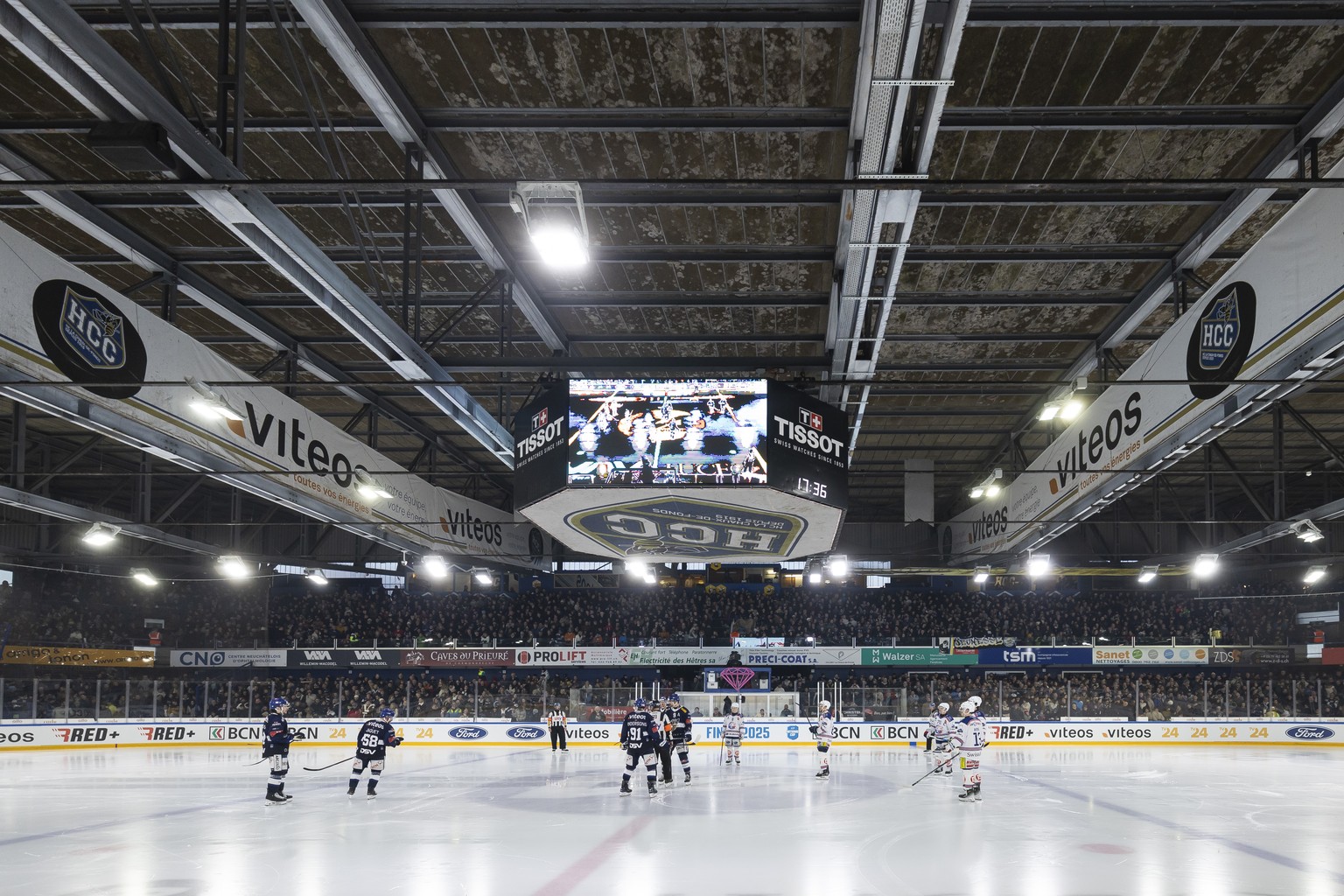 Image generale, lors de la finale de National Cup Men 2024/2025 de hockey sur glace entre le HC La Chaux-de-Fonds, HCC, et le GCK Lions, ce dimanche, 2 fevrier 2025 a la patinoire des Melezes a La Cha ...