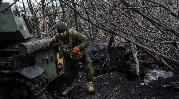 Ukrainische Soldaten bei Bachmut. Auch die Timur-Einheit war im Einsatz.