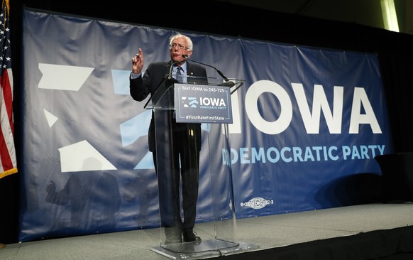 Democratic presidential candidate Bernie Sanders speaks during the Iowa Democratic Party&#039;s Hall of Fame Celebration, Sunday, June 9, 2019, in Cedar Rapids, Iowa. (AP Photo/Charlie Neibergall)