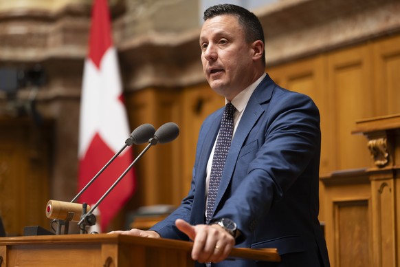 Nationalrat Piero Marchesi, SVP-TI, spricht waehrend der Sommersession der Eidgenoessischen Raete, am Dienstag, 16. Juni 2026 im Nationalrat in Bern. (KEYSTONE/Anthony Anex)