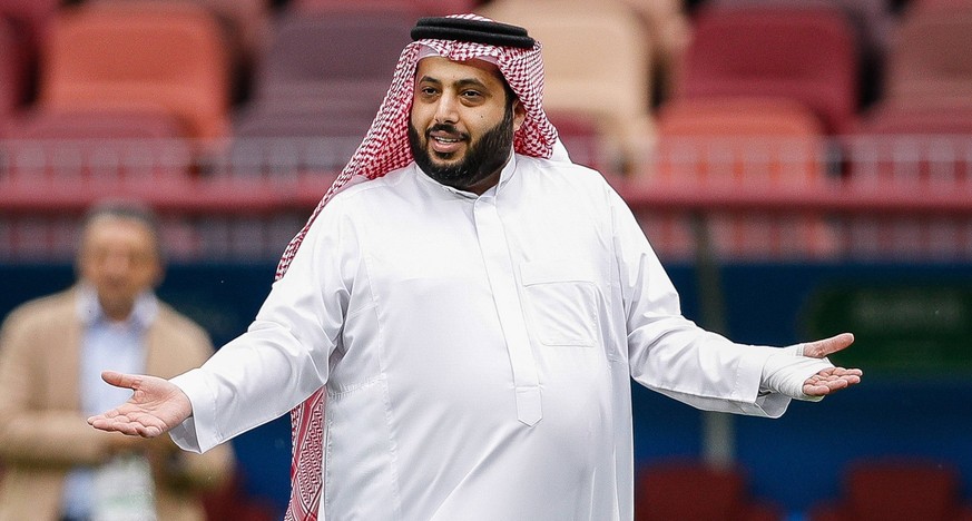 Russia vs Saudi Arabia MOSCOU, MO - 13.06.2018: RUSSIA VS SAUDI ARABIA - Saudi Minister of Sports Turki Al Sheikh during the official training before the opening game of the 2018 FIFA World Cup WM Wel ...