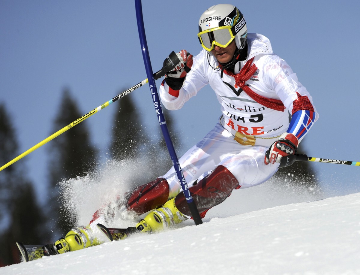 FILE - Joel Chenal, of France, competes during an alpine ski, Nations team event, in Are, Sweden, Sunday, March 15, 2009. (AP Photo/Elvis Piazzi, File)
France Coach Skiing