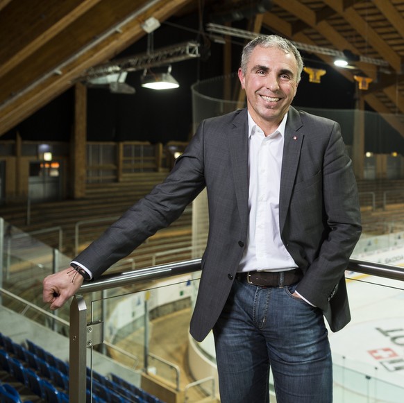 Martin Baumann, CEO Champions Hockey League, poses prior to the Champions Hockey League semi-finals ice hockey match between HC Davos and Froelunda Goeteborg, in the Vaillant Arena in Davos, Switzerla ...