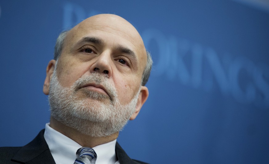 FILE - In this Thursday, Jan. 16, 2014, file photo, then Federal Reserve Chairman Ben Bernanke speaks at the Brookings Institution in Washington. Pimco has hired former Bernanke as a senior adviser, t ...