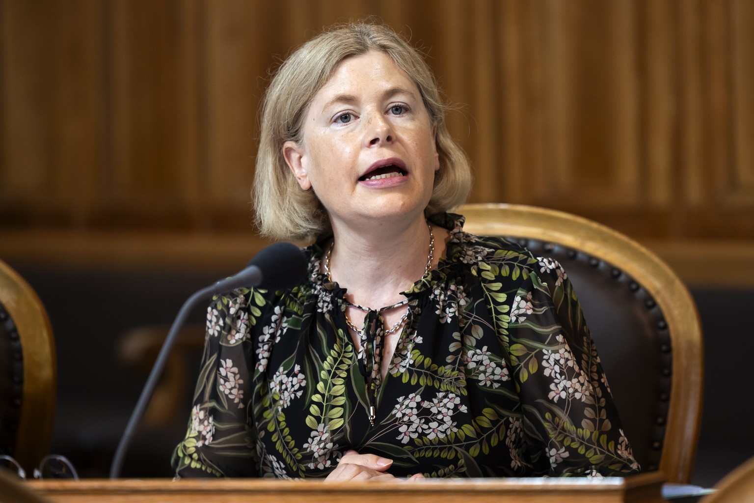 Esther Friedli, SVP-SG, spricht waehrend der Debatte ueber die Kosten- und Praemienentwicklung bei der Umsetzung von Efas (einheitliche Finanzierung ambulanter und stationaerer Leistungen), waehrend d ...