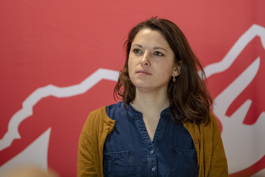 Die Kandidatin fuer die SP Praesidentschaftswahlen, Mattea Meyer anlaesslich des Parteitag der SP Luzern vom Samstag, 8. Februar 2020 im Pfareiheim in Hitzkirch. (KEYSTONE/Urs Flueeler)