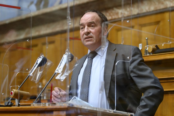 Alois Huber, SVP-AG, spricht waehrend der Wintersession der Eidgenoessischen Raete, am Mittwoch, 15. Dezember 2021 im Nationalrat in Bern. (KEYSTONE/Anthony Anex)