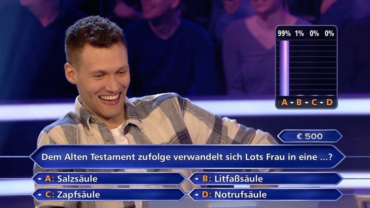 A man in the audience guesses wrong – because of Jauch