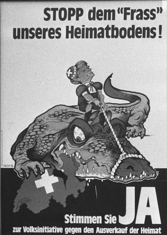 Gefrässige Ausländer: Die NA nahm in den Achtzigerjahren die Bildsprache der SVP vorweg.&nbsp;&nbsp;