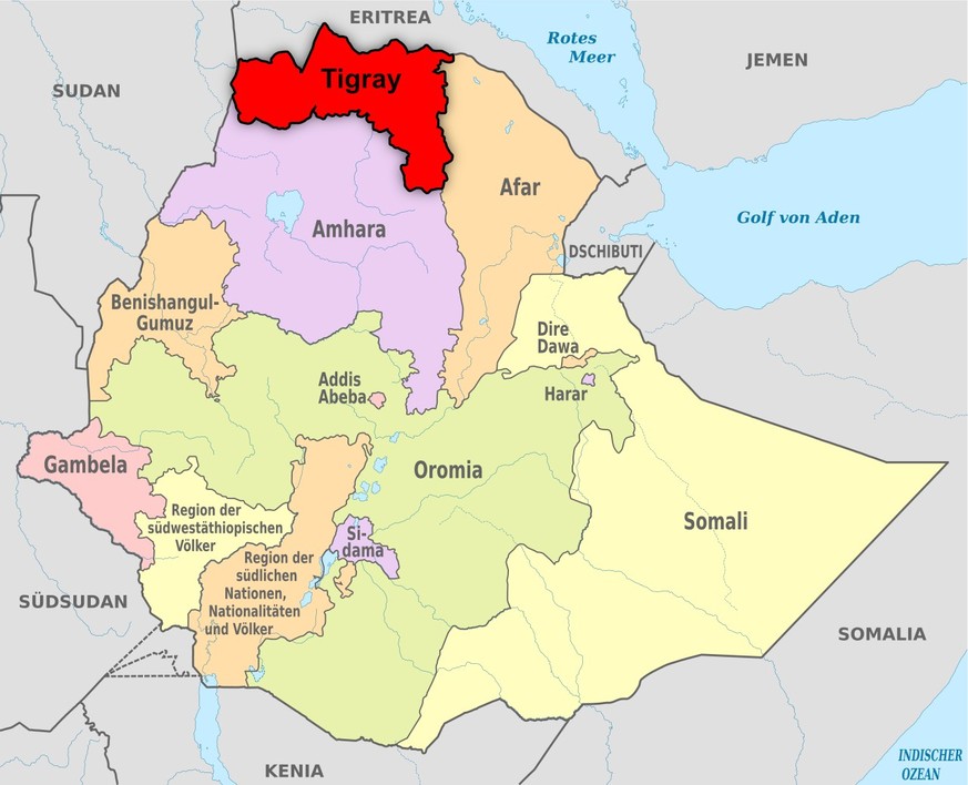 Rgion Tigray innerhalb Äthiopiens