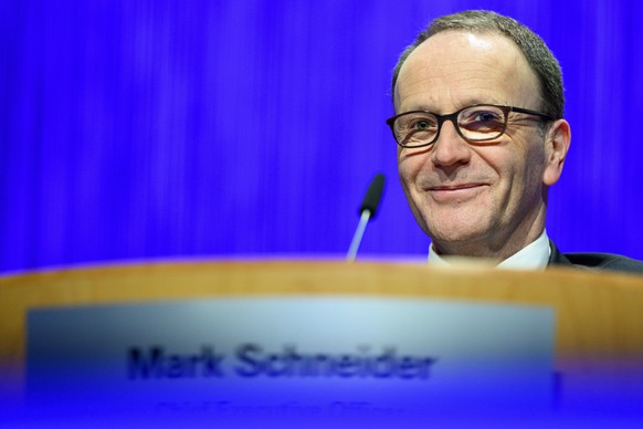 epa11286502 Nestle&#039;s CEO Ulf Mark Schneider looks on during the 157th Annual General Meeting (AGM) of the Nestle Group, the world&#039;s largest food and beverage company, at the Swiss Tech Conve ...