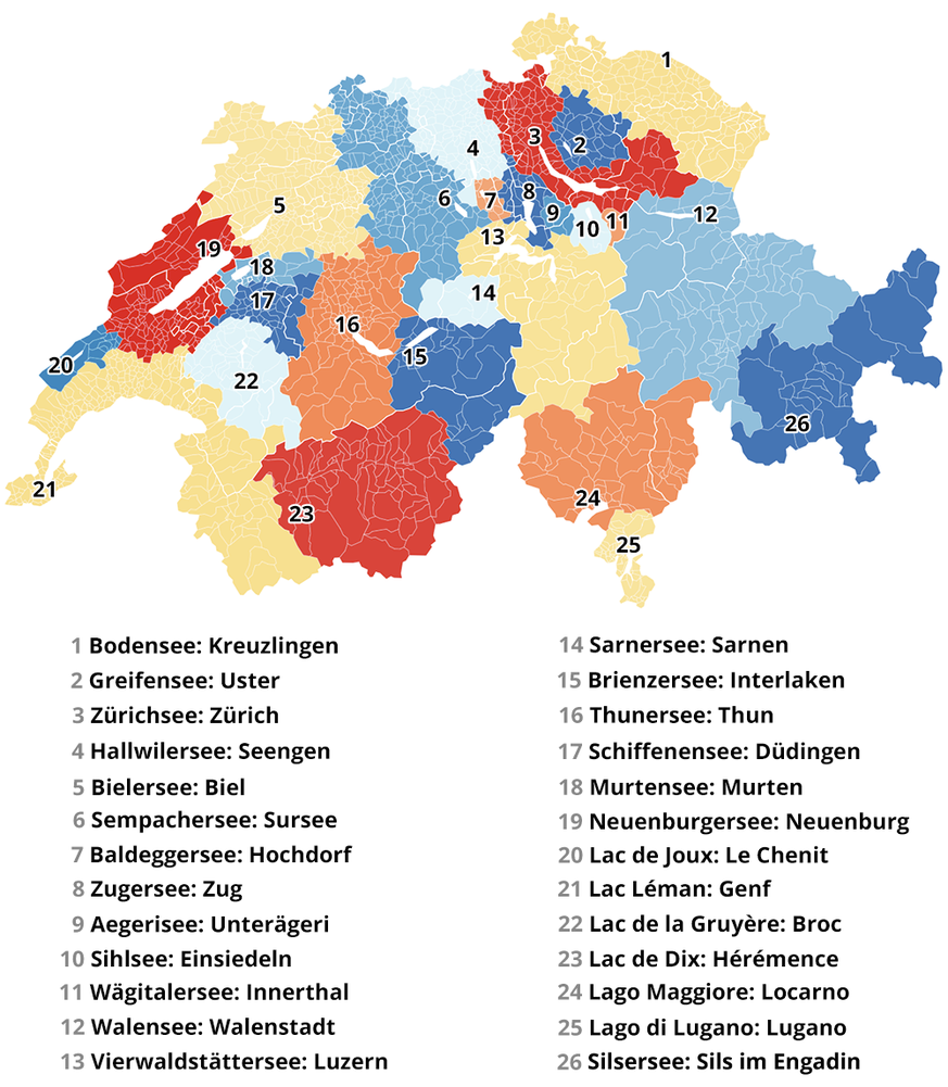 Gemeinde Kantone Schweiz Seen