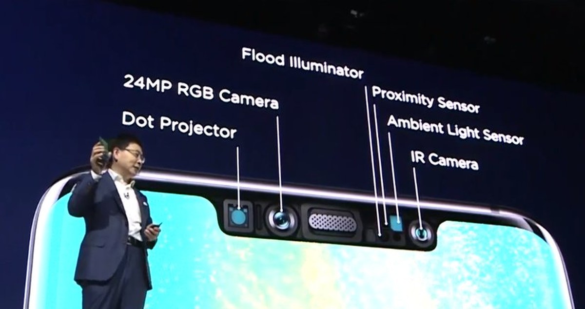 Selfie-Kamera sowie Infrarot-Kamera und mehrere Sensoren für die 3D-Gesichtserkennung sind der Grund, warum die Display-Kerbe (Notch) beim Pro-Modell sehr markant ausfällt.