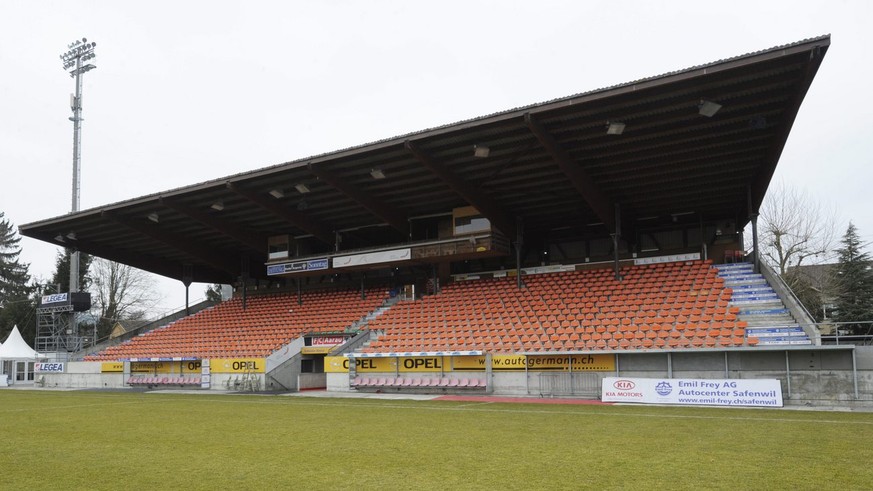 Das Bruegglifeld Stadion in Aarau, aufgenommen am Donnerstag, 17. Februar 2011. (KEYSTONE/Steffen Schmidt)
