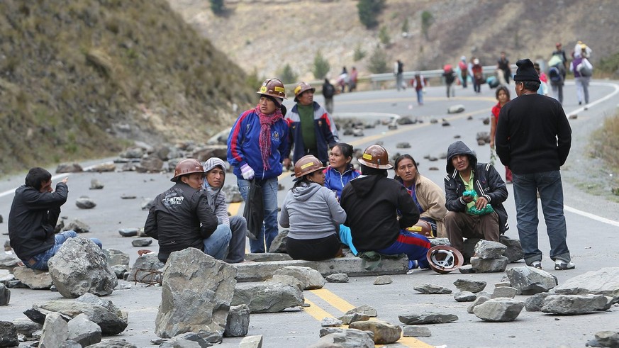 Minenarbeiter im Dienste von Glencore bei einem Protestaktion in Pongo, Bolivien (Archivbild 2012).