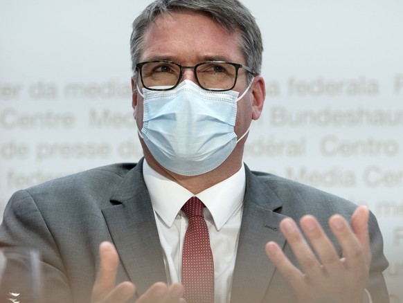 Staenderat Christian Levrat, SP-FR, wird neuer Verwaltungsratspraesident der Schweizerischen Post, anlaesslich der Medienkonferenz des Bundesrates am Mittwoch, 31. Maerz 2021, in Bern. (KEYSTONE/Marce ...