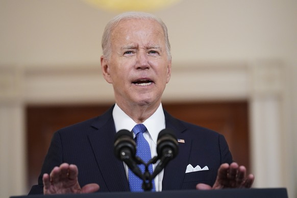 President Joe Biden speaks at the White House in Washington, Friday, June 24, 2022, after the Supreme Court overturned Roe v. Wade. (AP Photo/Andrew Harnik)