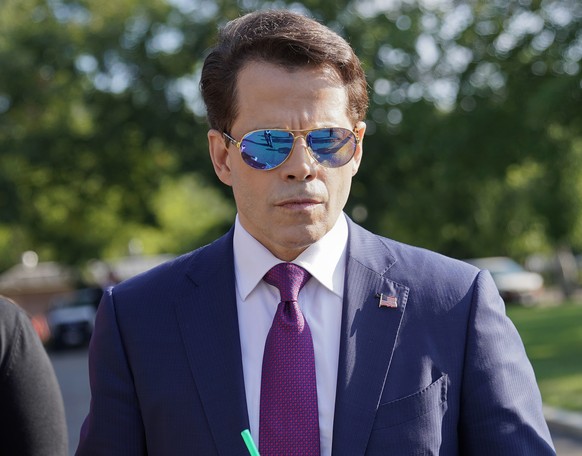 FILE - In this July 25, 2017, file photo, White House communications director Anthony Scaramucci walks back to the West Wing of the White House in Washington. Scaramucci claimed in a tweet on Aug. 9,  ...
