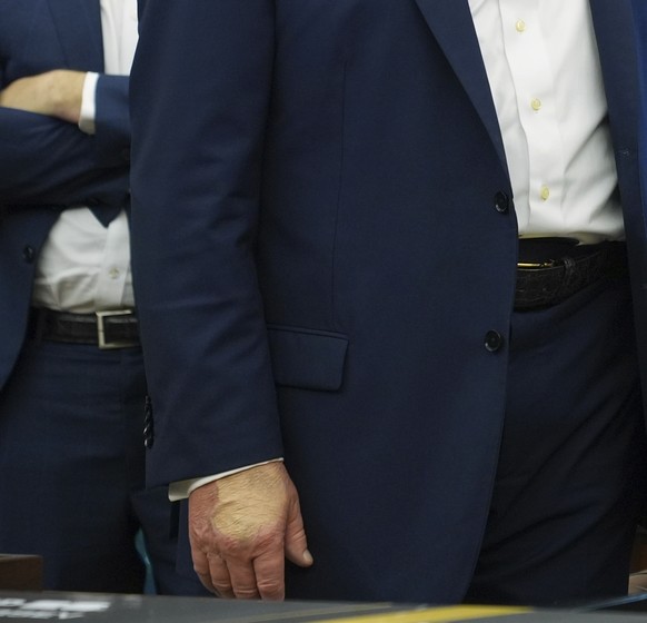 President Donald Trump, left, and FIFA President Gianni Infantino are pictured at the conclusion of an announcement in the Oval Office of the White House, Friday, Aug. 22, 2025, in Washington. (AP Pho ...